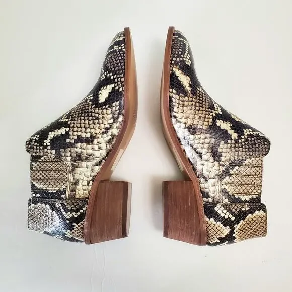 NEW Madewell Low Chelsea Boot Snake Embossed Leather 7 Tan Ankle Natural Animal - Picture 4 of 7